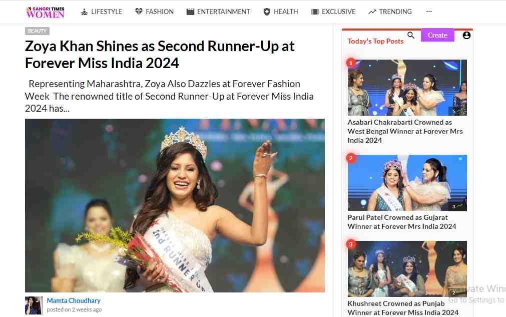 Zoya Khan won Second Runner-Up Title at Forever Miss India 2024 Grand Finale